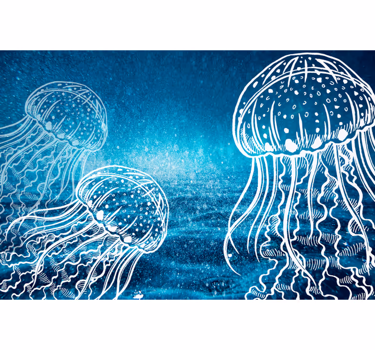 Niebieska fototapeta meduzy morskie w bieli i błękicie - TenStickers