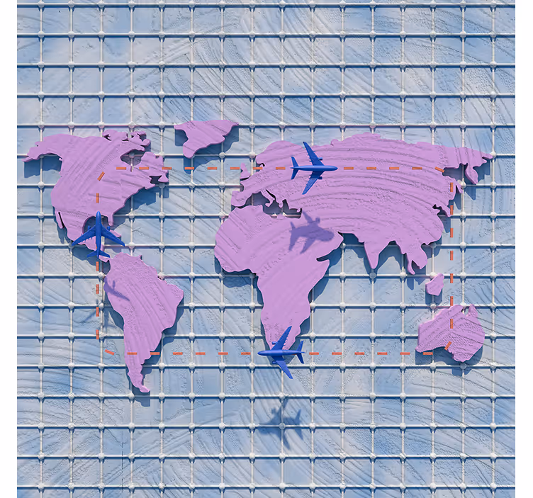 Fioletowa fototapeta artystyczna mapa świata - TenStickers