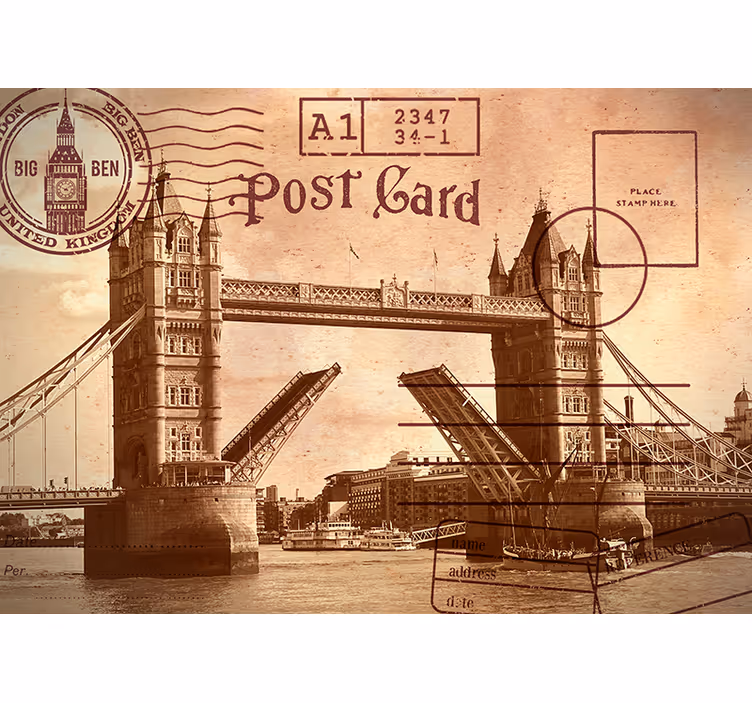 Fototapeta Londyn Tower Bridge pocztówka - TenStickers
