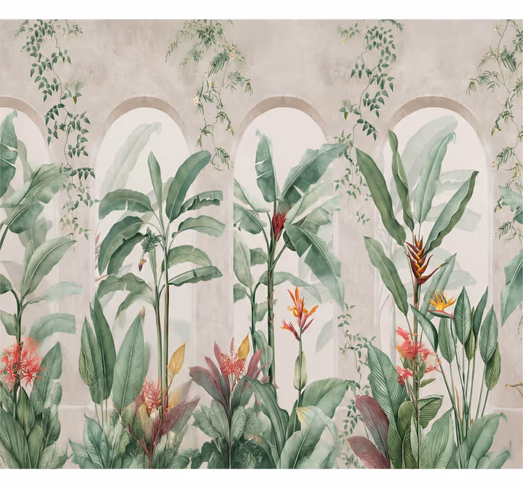 Tapetya natura grafika naturalnych palm - TenStickers