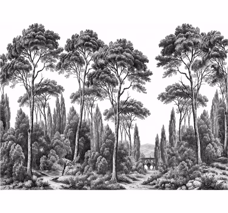 Tapetya natura czarno-biała - TenStickers
