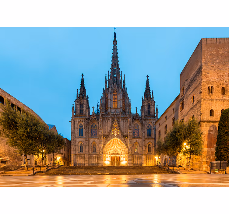 Fototapeta Barcelona gotycka noc katedralna - TenStickers