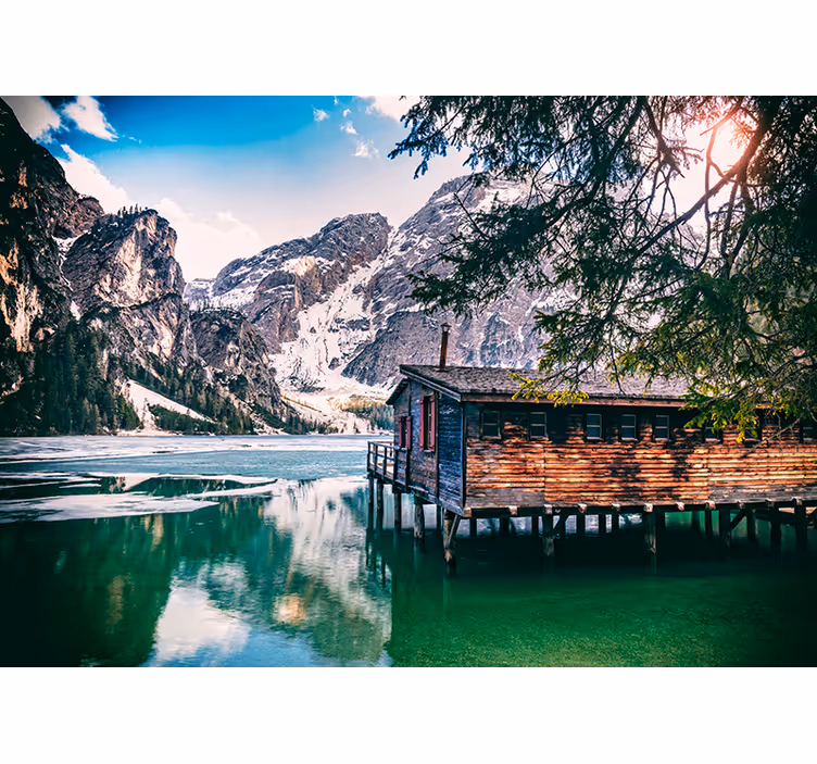 Fototapeta Lago di Braies Włochy - TenStickers