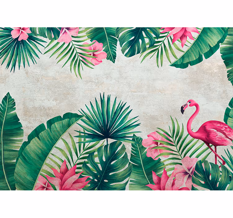 Fototapeta flamingi i palmy - TenStickers