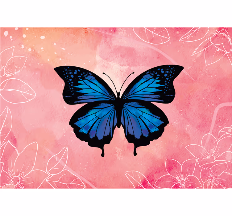 Fototapeta w kwiaty motyl kwiatowy elegancja - TenStickers