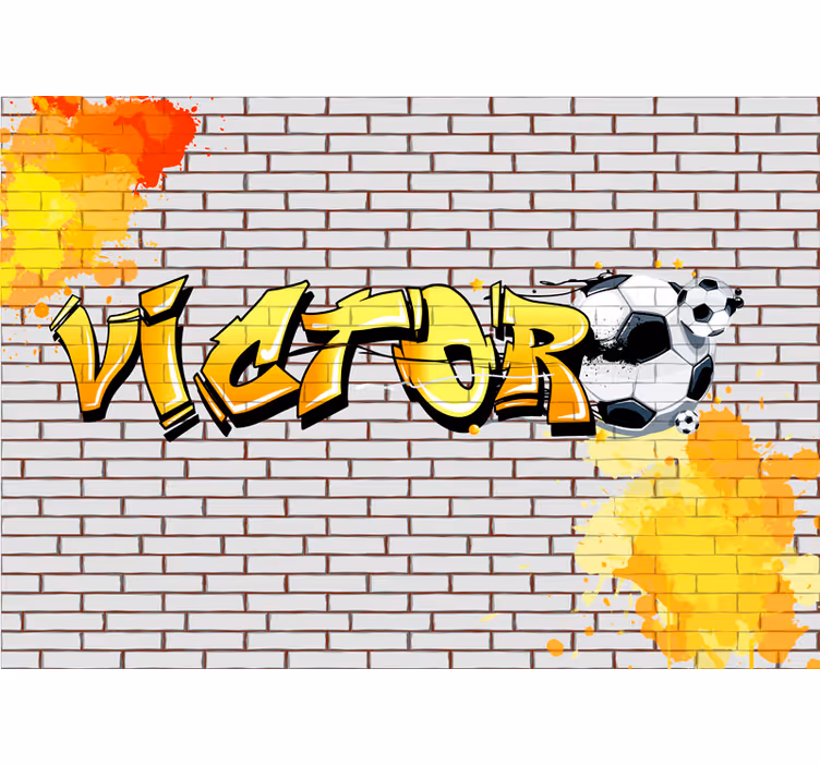Fototapeta street art z piłkarskim wzorem cegieł - TenStickers
