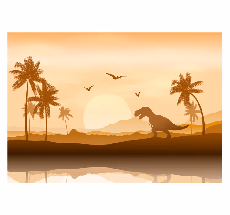 Fototapeta T-rex w zachodzie słońca - TenStickers