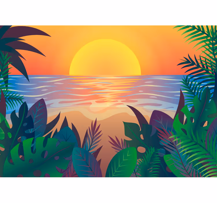 Fototapeta natura tropikalny krajobraz o zmierzchu - TenStickers