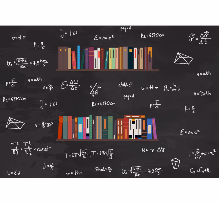 Fototapeta regał i wzory matematyczne - TenStickers