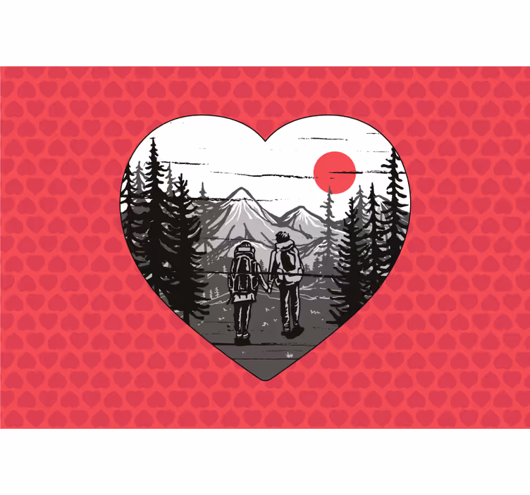 Fototapeta w serca górska przygoda serca - TenStickers