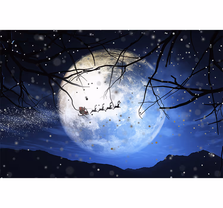 Fototapeta na Boże Narodzenie nocna podróż Świętego mikołaja - TenStickers