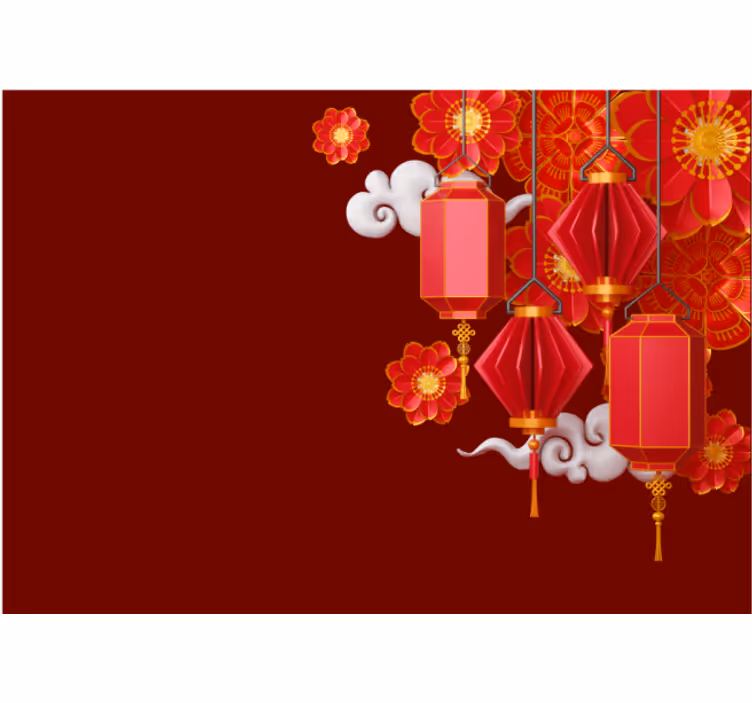 Fototapeta Budda lampiony i kwiaty - TenStickers