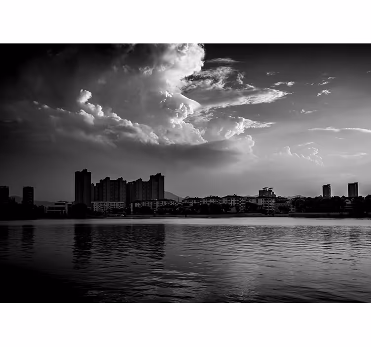 Fototapeta miasto panoramę miasta z odbiciem - TenStickers