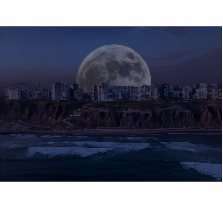 Fotoapeta abstrakcyjna księżycowa panorama miasta - TenStickers