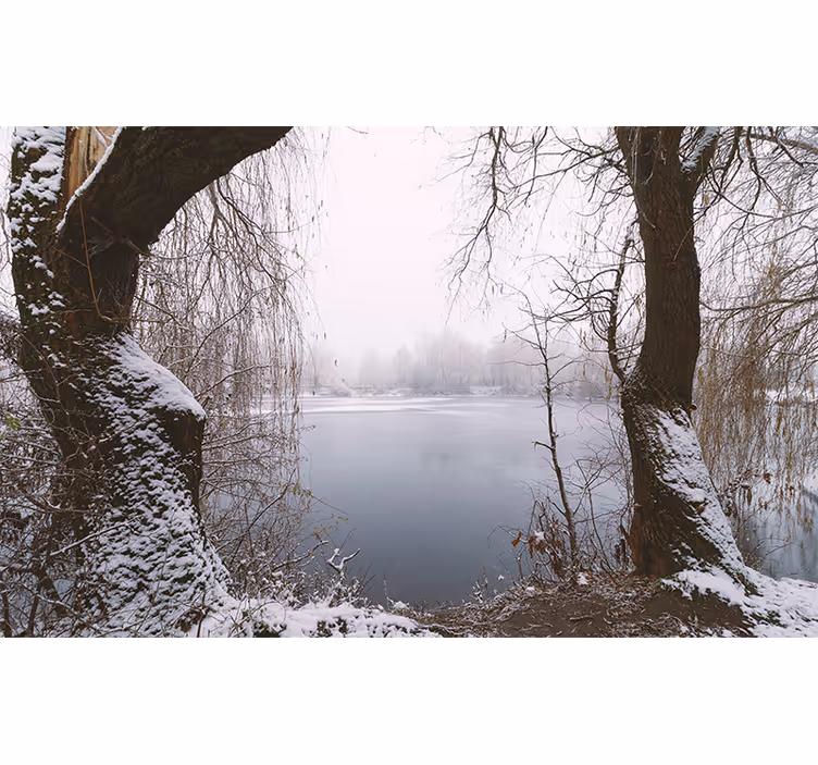 Fototapeta góry widok na zamarznięte jezioro - TenStickers