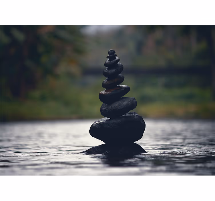 Fototapeta zen waga z ułożonych kamieni - TenStickers