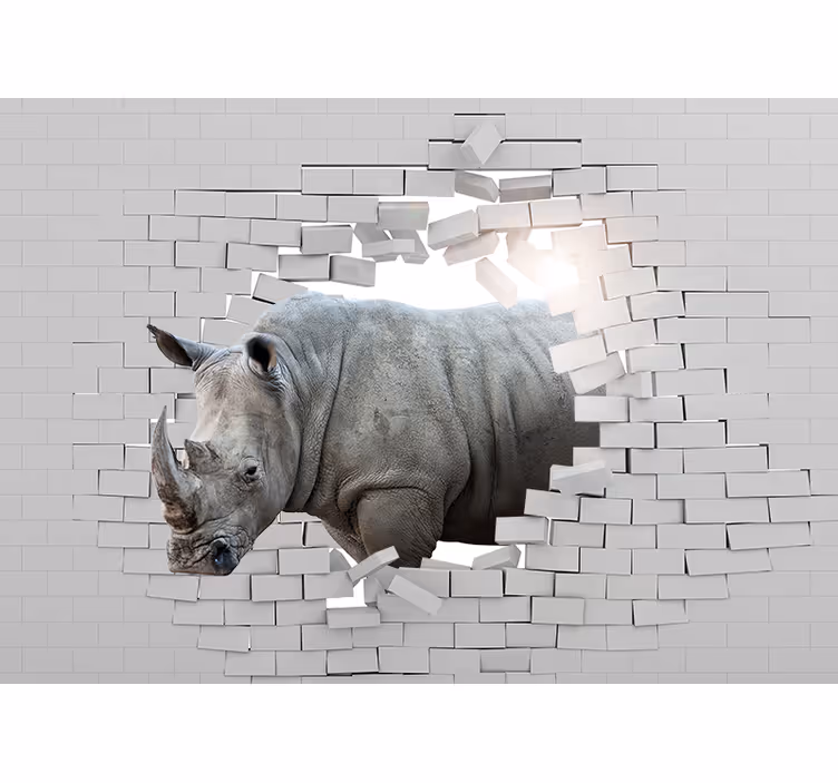 Fototapeta zwierzęta nosorożec przebijający się - TenStickers