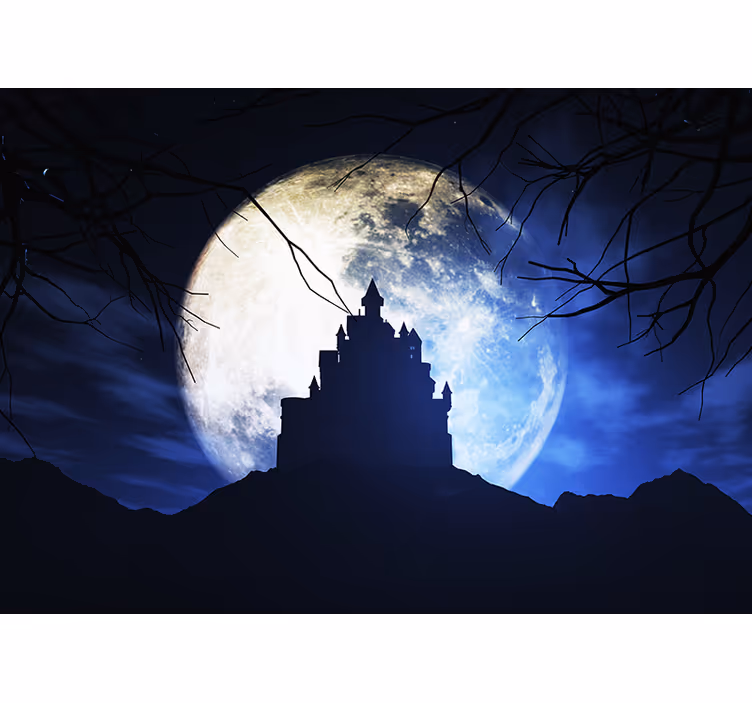 Fototapeta fantasy zamek w blasku księżyca - TenStickers