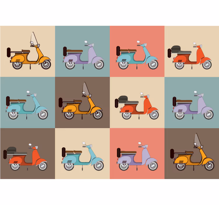 Fototapeta z pojazdami wzór retro skutera - TenStickers