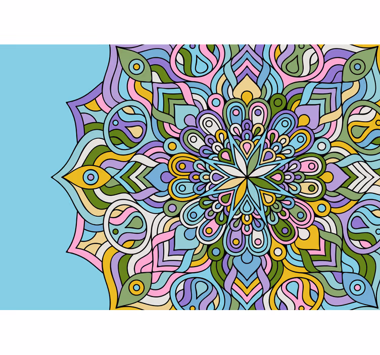 Turkusowa nowoczesna mandala fototapeta - TenStickers