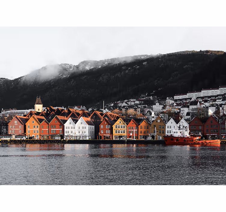 Fototapeta miasto domy nadbrzeżne w bergen - TenStickers