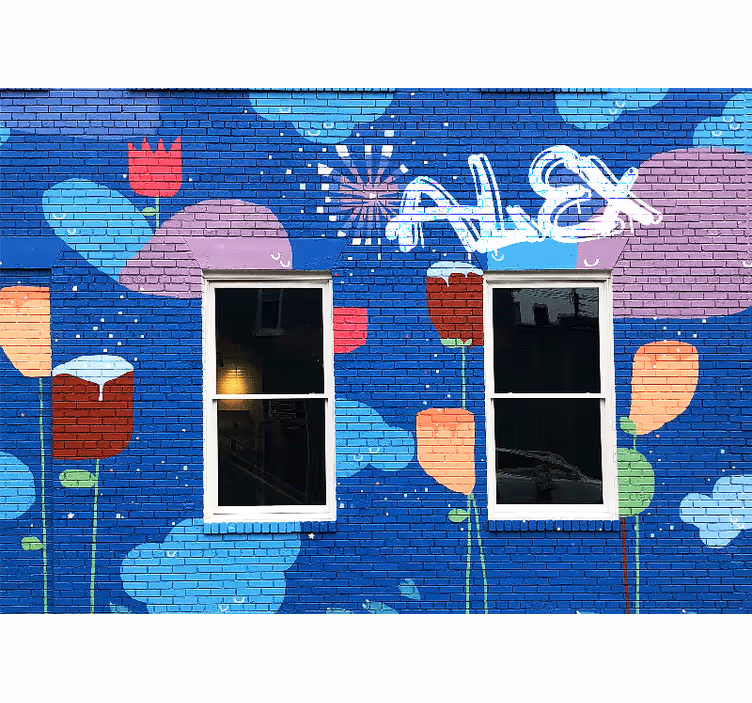 Fototapeta Street Art kolorowe elementy kwiatowe - TenStickers