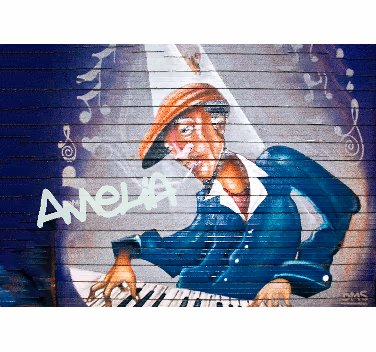 Fototapeta Street Art muzyk w kapeluszu - TenStickers