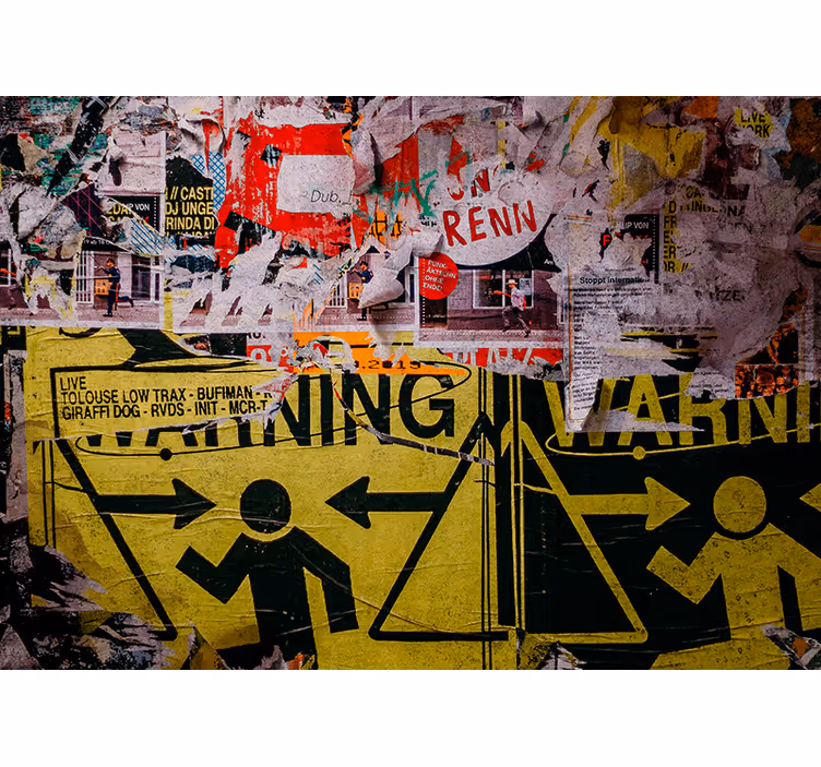Fototapeta street art znaki ostrzegawcze w mieście - TenStickers