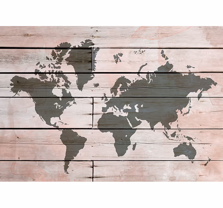 Fototapeta drewniana mapa świata w kolorze desek - TenStickers