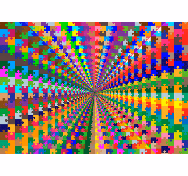 Fototapeta 3D eksplozja puzzli - TenStickers