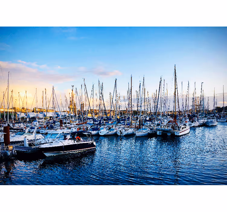 Fototapeta miasto port z masztami - TenStickers