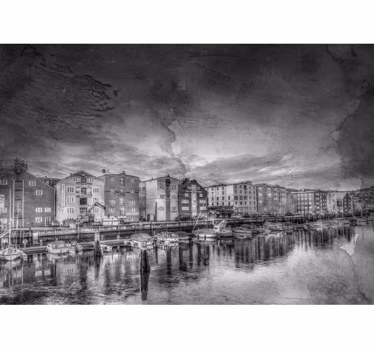 Fototapeta miasto czarno-biały port - TenStickers