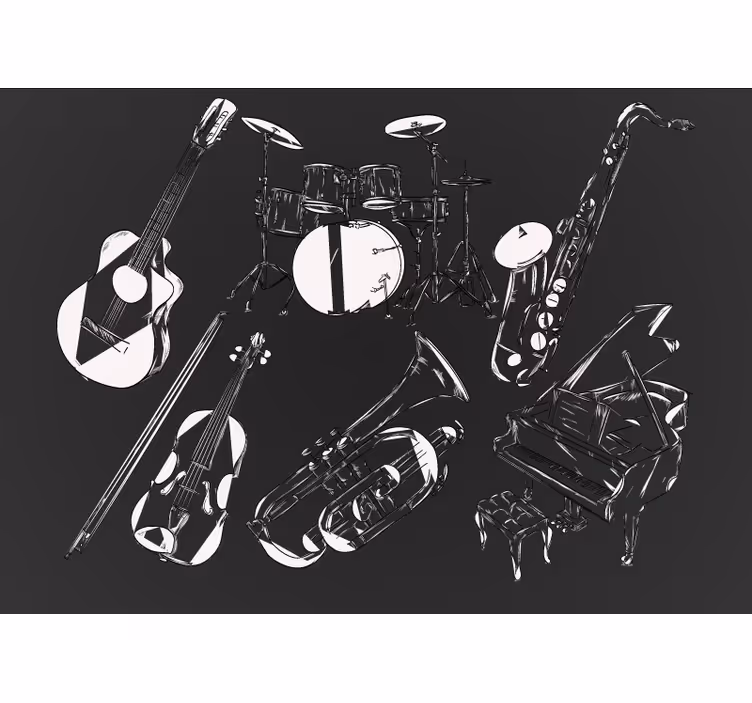 Fototapeta muzyka kolekcja instrumentów muzycznych - TenStickers