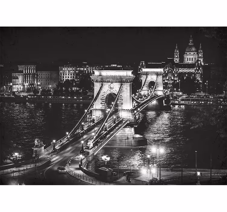 Fototapeta miasto most Łańcuchowy w nocy - TenStickers