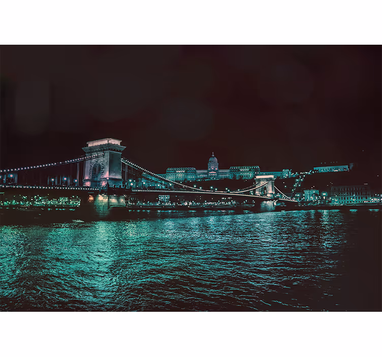 Fototapeta miasto widok na most Łańcuchowy nocą - TenStickers