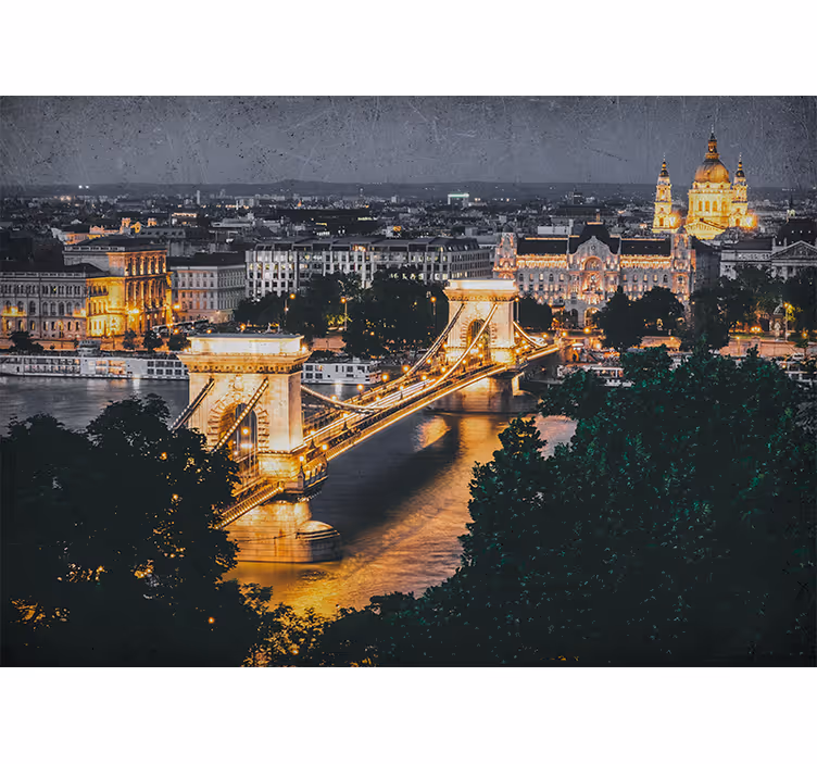 Fototapeta miasto most Łańcuchowy nocą - TenStickers