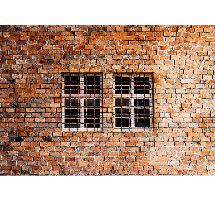 Fototapeta cegła okna w rustykalnym stylu - TenStickers