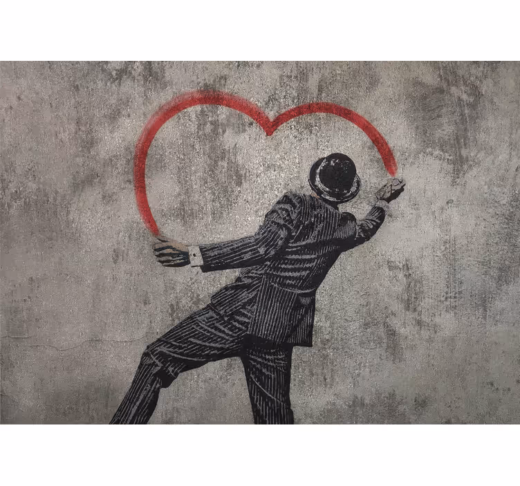 Banksy serce graffity fototapeta artystyczna miejska - TenStickers