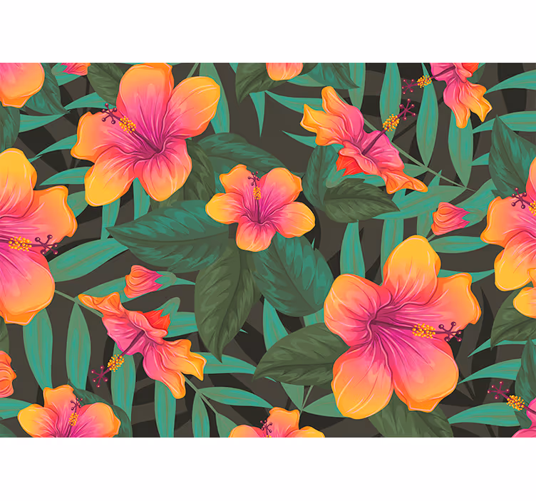 Fototapeta w kwiaty intensywne kwiaty hibiskusa - TenStickers