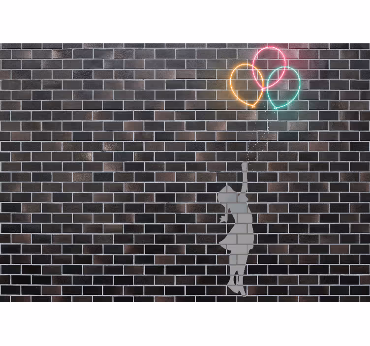 Fototapeta street art dziewczyna sięgająca po balony - TenStickers