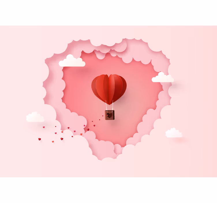 Fototapeta w serca balon na gorące powietrze - TenStickers