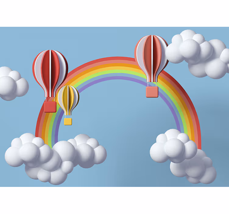 Fototapeta w napisy kolorowe balony na gorące powietrze - TenStickers