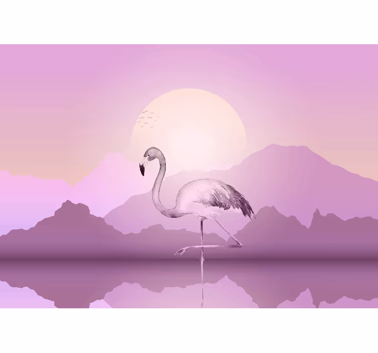 Fototapeta zwierzęta sylwetka eleganckiego flaminga - TenStickers