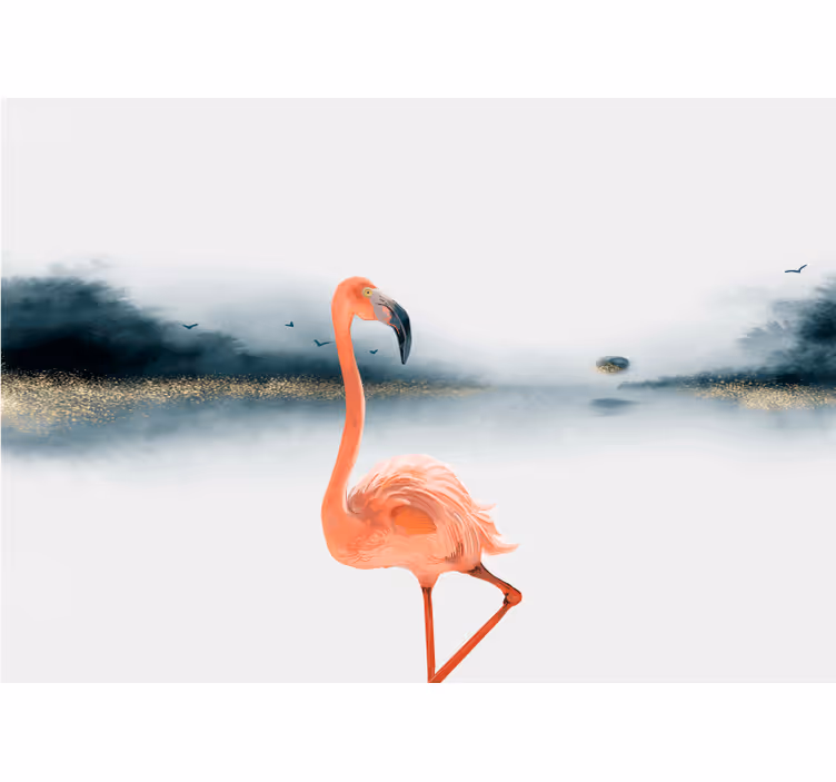 Fototapeta zwierzęta w eleganckiej pozie flaminga - TenStickers