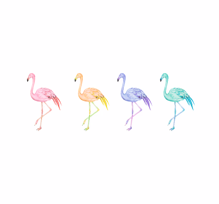 Fototapeta do sypialni sylwetki rodziny flamingów - TenStickers