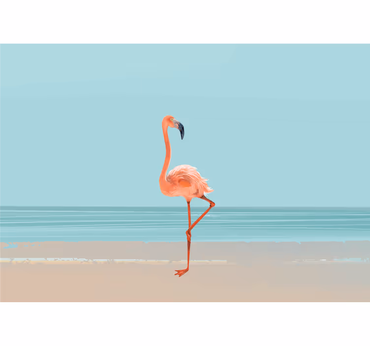 Fototapeta morze flamingo nad brzegiem - TenStickers