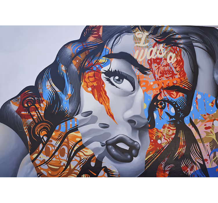 Fototapeta street art portret dynamiczny w mieście - TenStickers