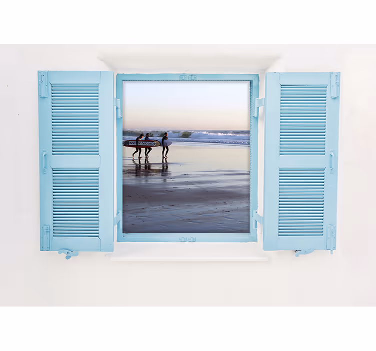 Fototapeta miasto scena surfingu na plaży - TenStickers