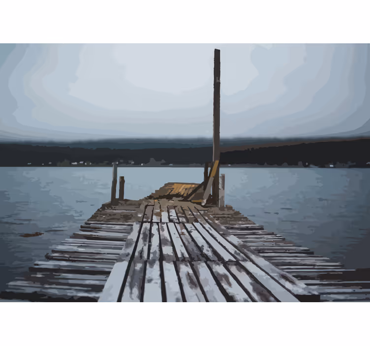 Fototapeta krajobraz spokojne jezioro z pomostem - TenStickers