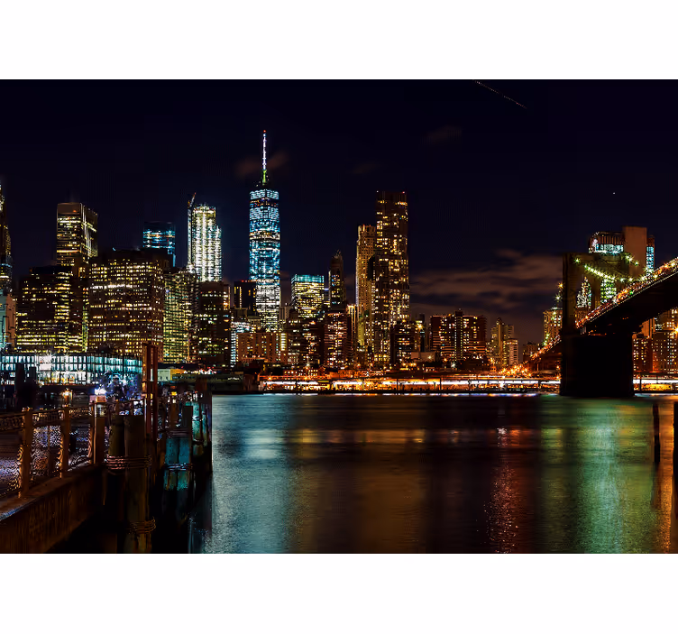 Fototapeta nowy jork nocny krajobraz manhattanu - TenStickers